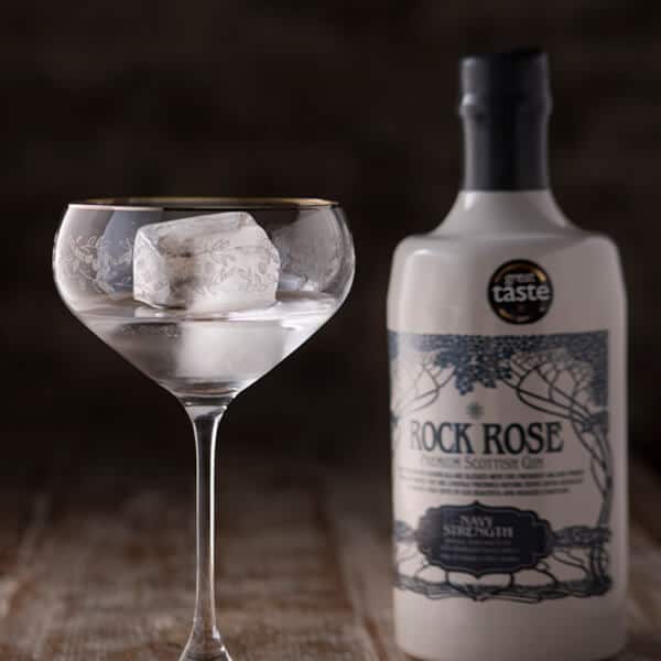 Rock Rose Navy Strength Perfect Serve in a coupe glass
