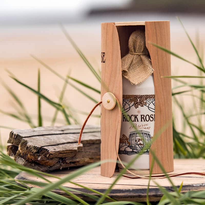 Rock Rose Gin Sherry Cask Edition in wooden box