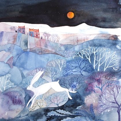 "Winter Hare" watercolour by Liz O'Donnell
