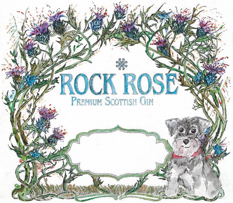 Customised Rock Rose Gin label - Thistles & Mr Mackintosh