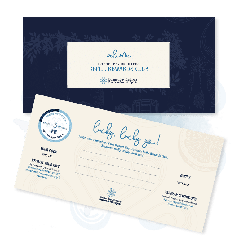 Refill Rewards Club Gift Certificate 3 Months and envelope