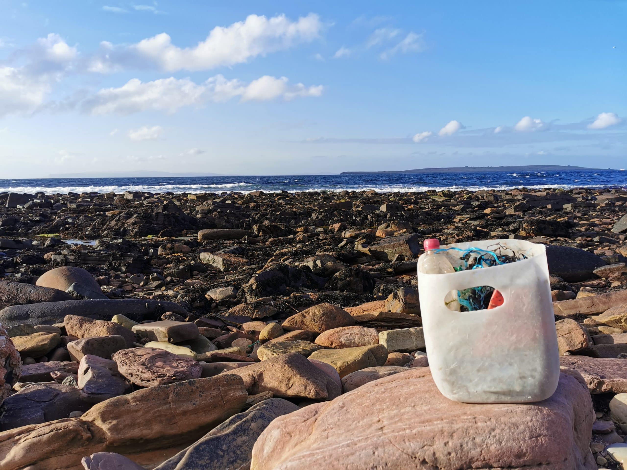 Plastic bottle and rubbish picked on the beach