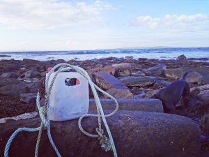 Rope and rubbish picked up on the beach