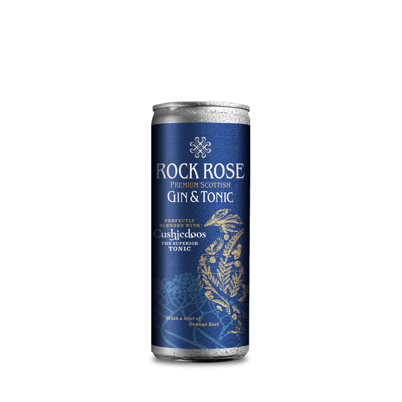 Rock Rose Gin & Cushiedoos tonic can