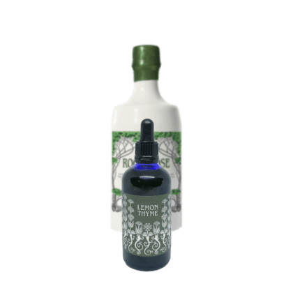 Lemon Thyme Liquid Garnish and Rock Rose Gin Summer edition bottle