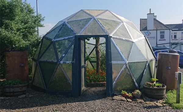Geodesic Dome is not wheelchair accessible and the grassed areas in the Herb Garden can be uneven